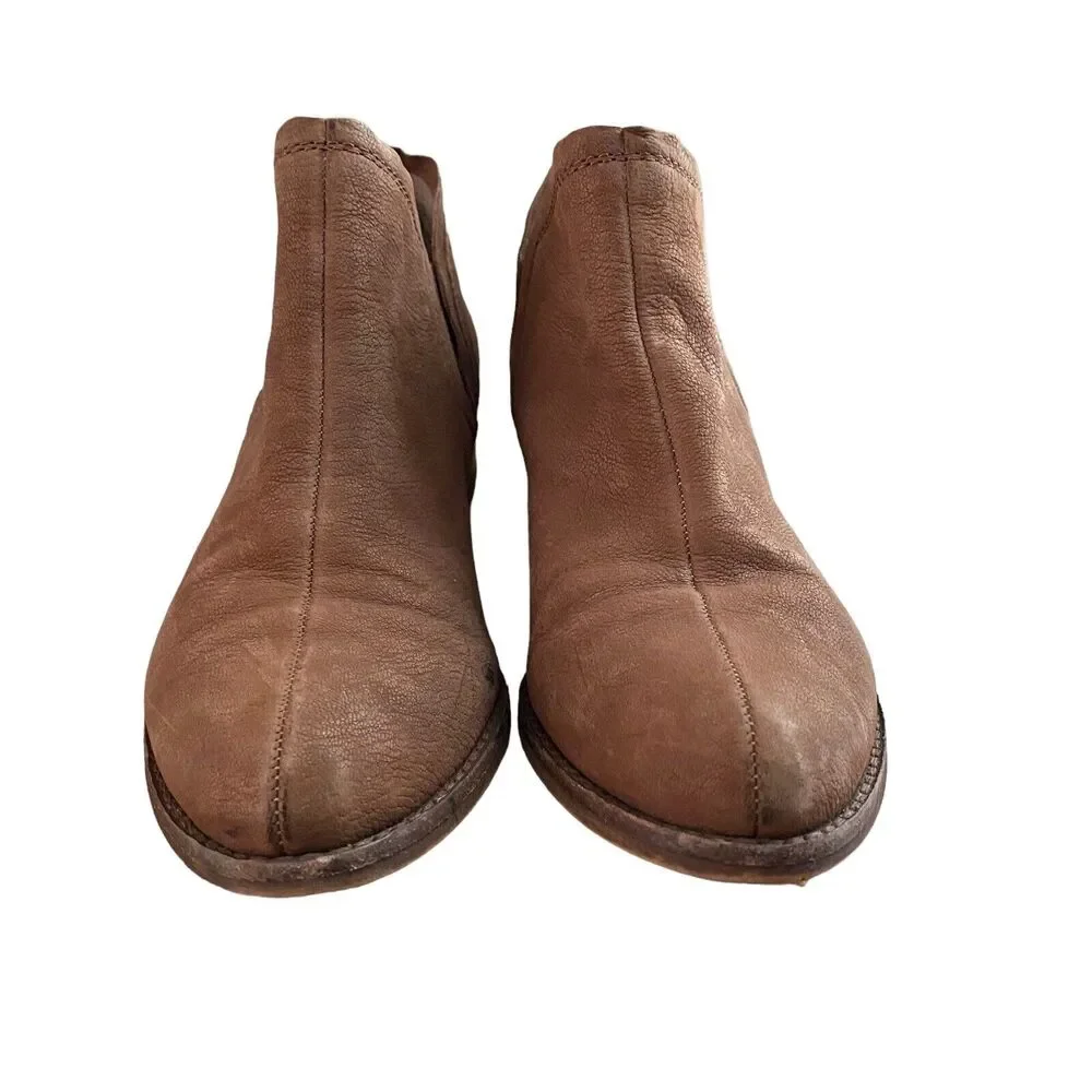 Vince Camuto 6.5 Carlal Ankle Booties Brown Leather Block Heel Boots
